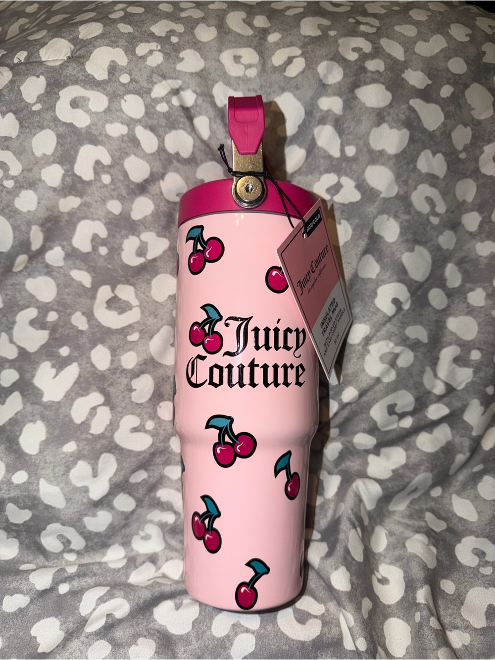 NEW Juicy Couture Cherry Print 30oz Stainless Steel Tumbler.